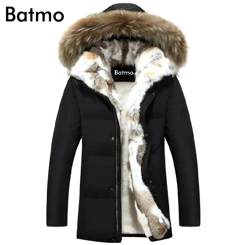 Batmo winter High Quality duck down jacket men coat parkas thick Liner male Warm Clothes Rabbit fur collar ,PLUS-SIZE 828