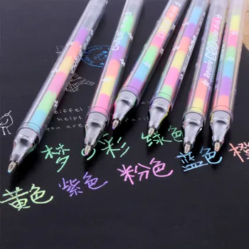 

New highlighter Change Color Pens Black Paper Fluorescent pens for Office School Supplies Pencils Writing Markers Highlighters