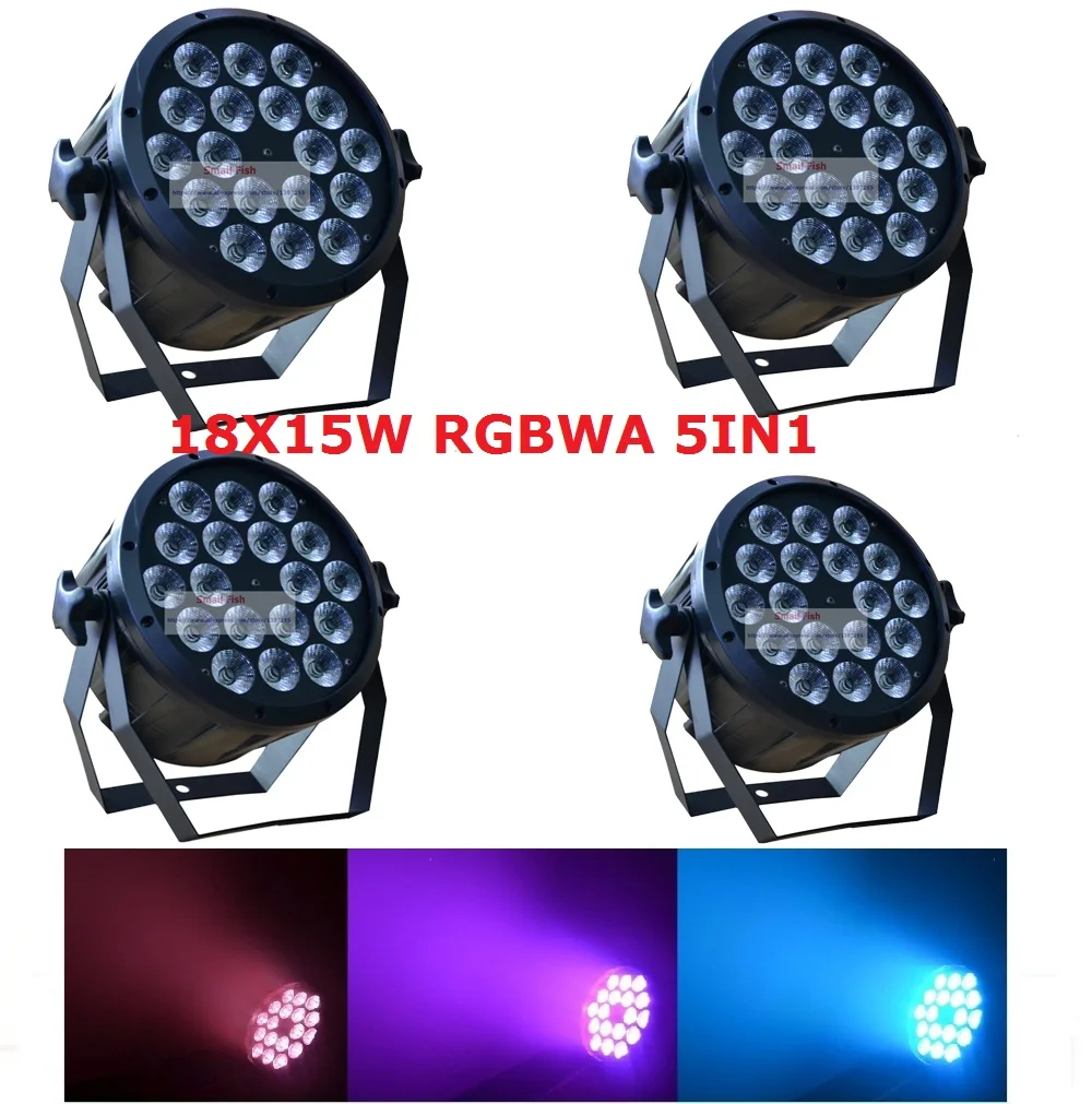 

4xLot Hot Sale Led Par Light 18x15W RGBWA 5in1 Flat Par Can Lamp DMX Stage Business Lights Professional for Party KTV Disco DJ