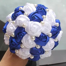 Свадебные цветы красное вино синее Королевское для подружки невесты Свадебные букеты Искусственные розы свадебный букет