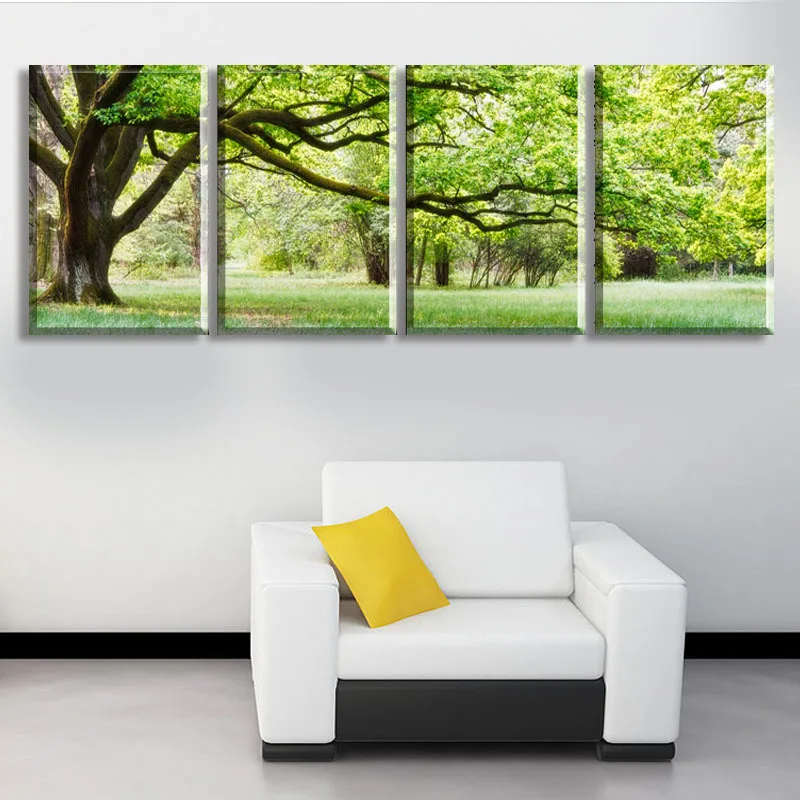 2017 new 4 piece abstract no frame printed canvas art tree canvas