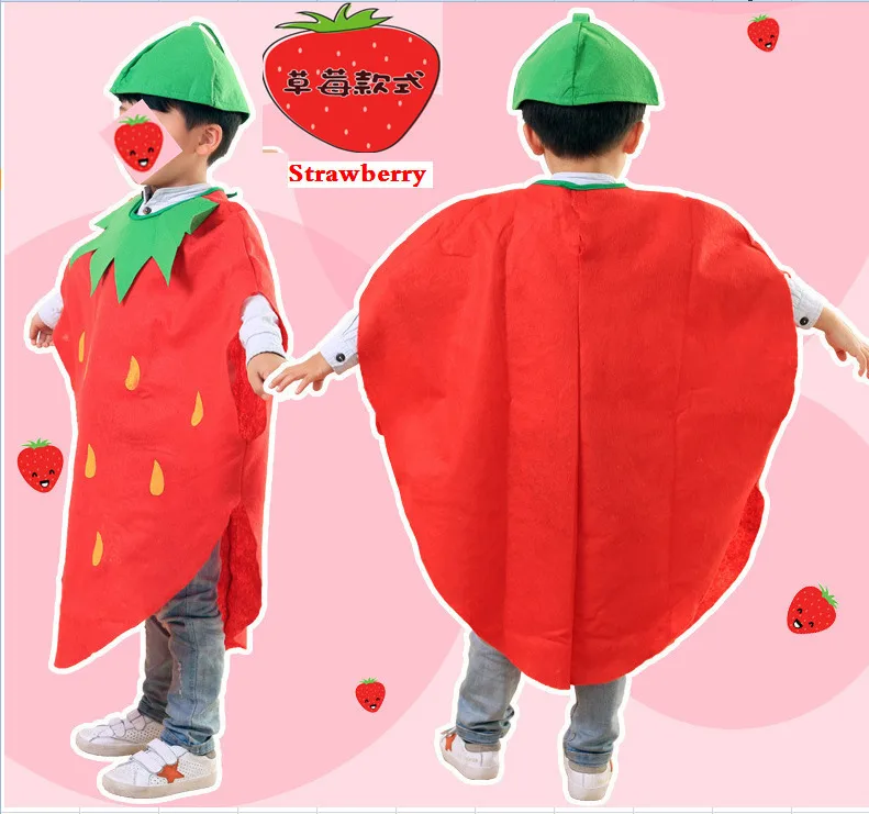  Children's Day Kindergarten Performance Clothing Non-woven Fabrics Strawberry one-time Cosplay Clot - 32832869491