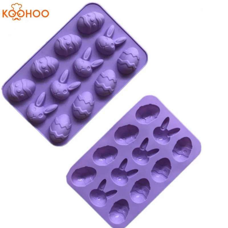 

Koohoo Easter Day Rabbit Duck Eggs Cooking Tools Chocolate Ice Mold Silicone Mold Baking Fondant Candy Sugar Craft DIY Cake