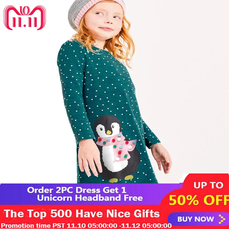 Robe Enfant Fille Baby Girl Dress Christmas Unicorn Clothes Penguin Dog Bird Appliqued Princess Costume Girls Long Sleeve Dress Robe Enfant Fille Baby Girl Dress Christmas Unicorn Clothes Penguin Dog Bird Appliqued Princess Costume Girls Long Sleeve Dress