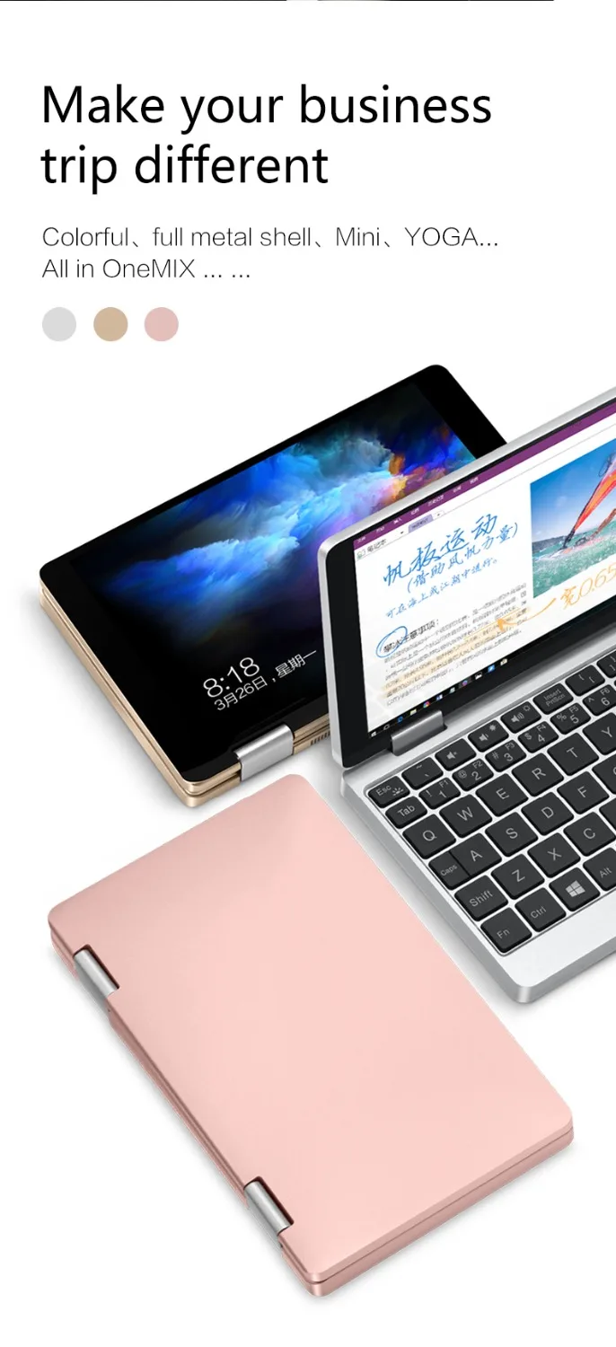 Onemix 7 дюймов Win 10 мини ноутбук 8G/128G процессор Z8350 четырехъядерный алюминиевый