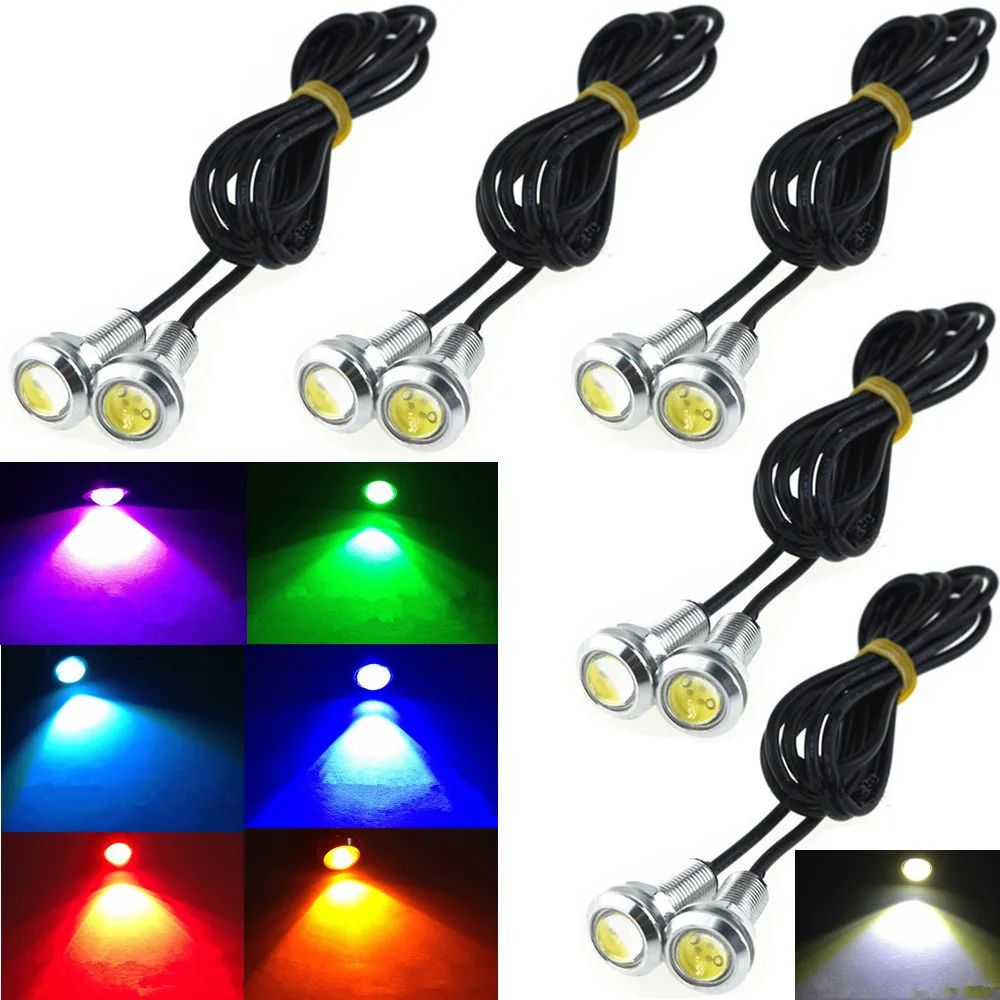 

9W 12V 24V 18MM LED Eagle Eye Light Car Fog DRL Daytime Reverse Parking Signal Yellow Amber Pink Blue White Red