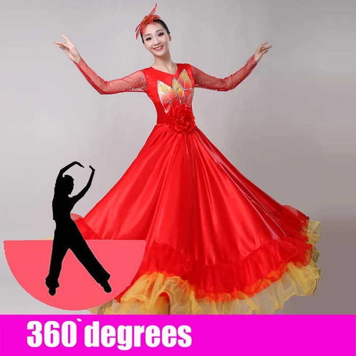 Испанское платье леди фламенко платья испанская одежда для танцоров Gipsy костюмы для женщин одежда для сцены 6 цветов DN3577 - Цвет: 360 degree