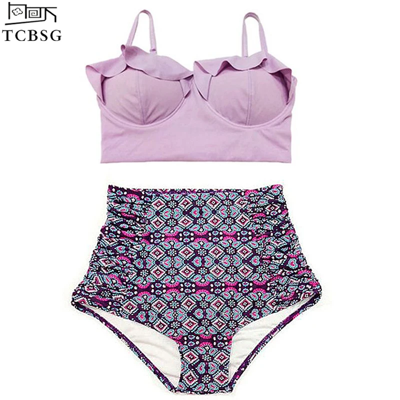 High Waist Swimsuit 2016 Bikinis Women Plus Size Swimwear