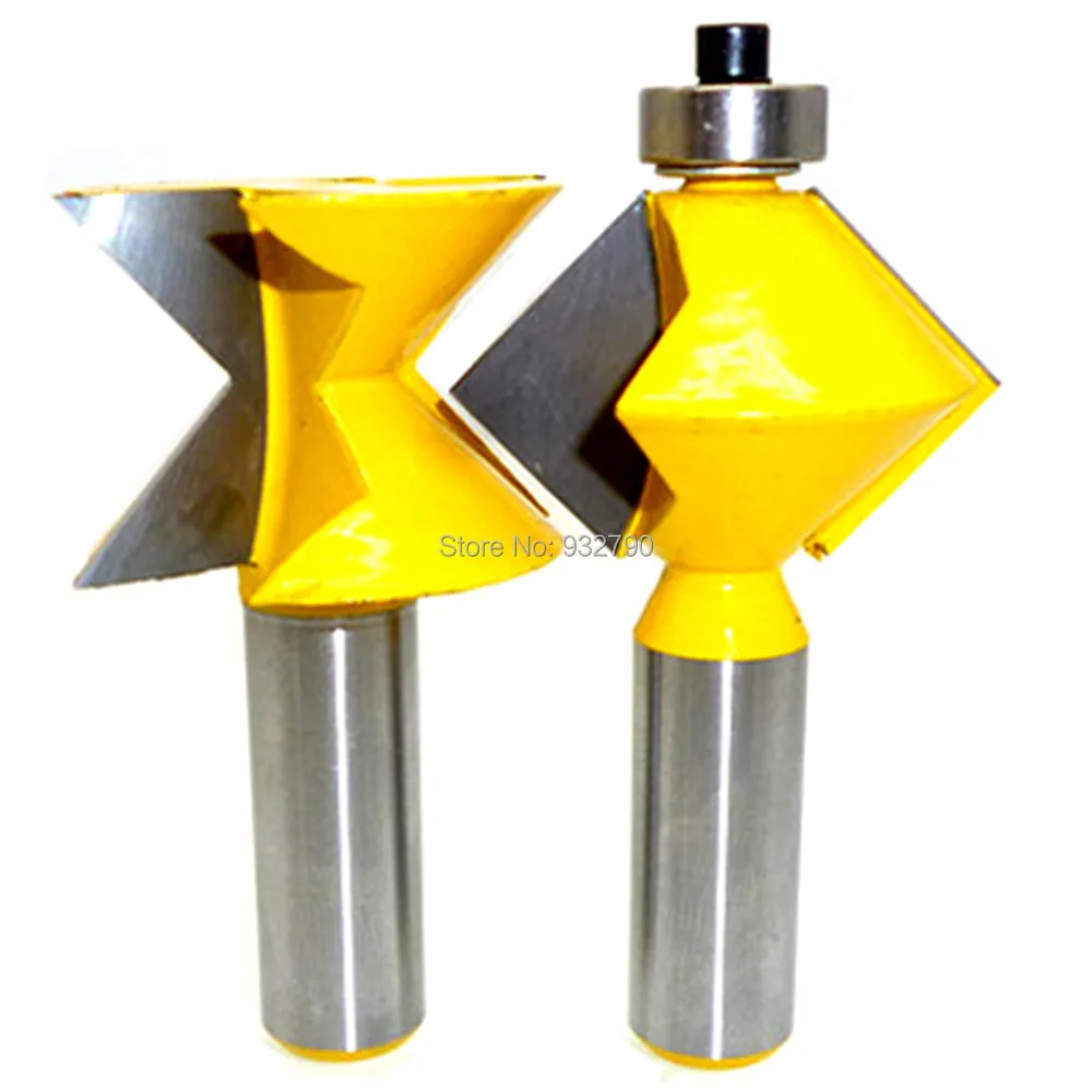 2Pc Edge Banding Router Bit Set V-Design Tongue  Groove
