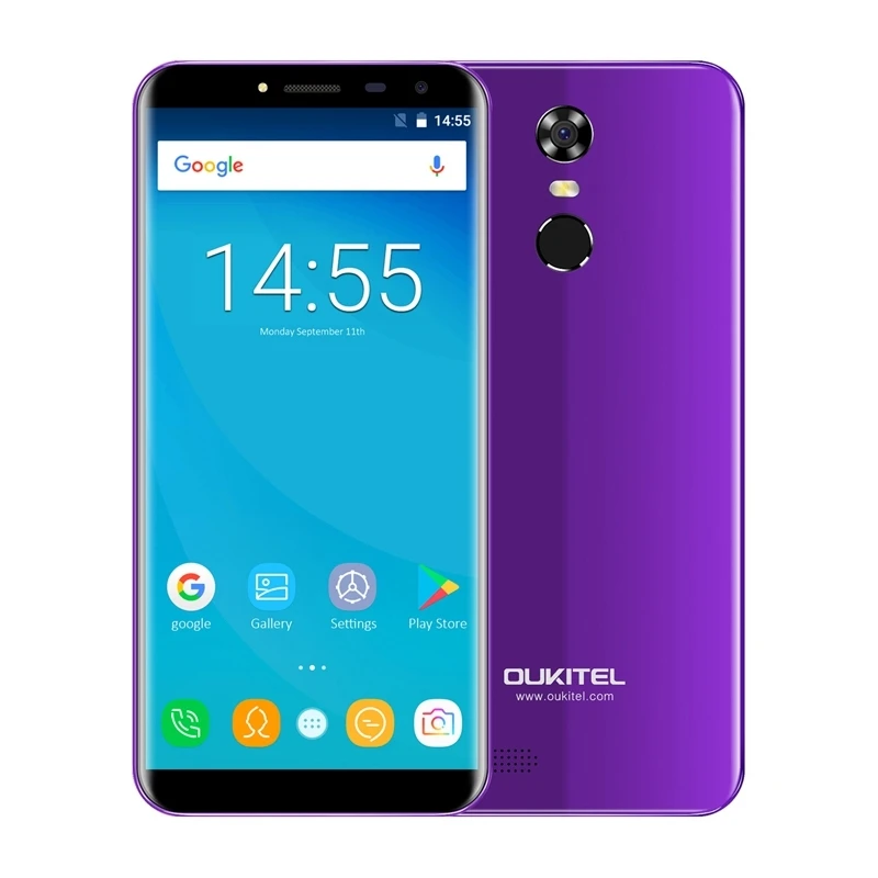 Oukitel C8 4g телефон 18:9 соотношение 5," дисплей бесконечности смартфон 3000 мАч 13 МП+ 5 Мп 2 Гб Ram 16 Гб Rom отпечаток пальца мобильный телефон - Цвет: Purple