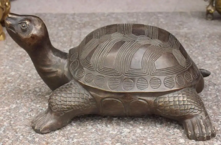 

S03870 Chinese Copper Bronze Carved Long Life Shou Dragon Turtle Tortoise Animal Statue B0403
