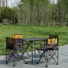 Открытый Кемпинг складной пляжный Повседневный стол и стулья 5 шт алюминиевый сплав самоуправляющийся стол для пикника и стулья набор LM01101831