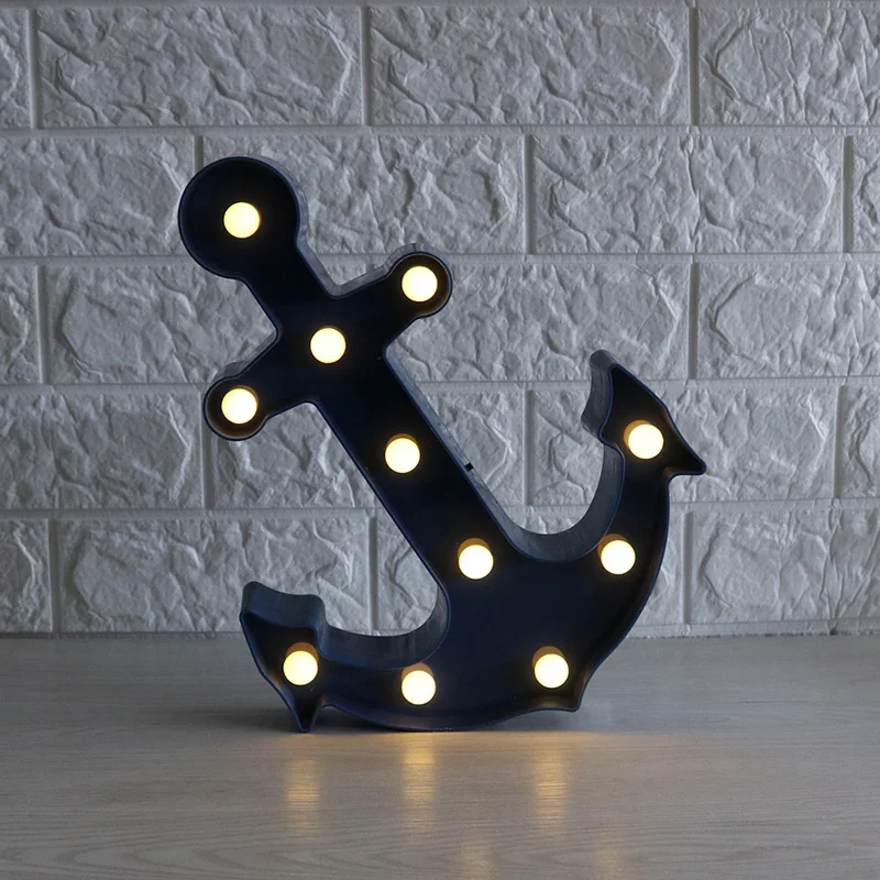 

JAYOR New Arrival Anchor Red Blue 11 LED Marquee Sign LIGHT UP Vintage Plastic Night Light Wall Lamps Indoor Deration