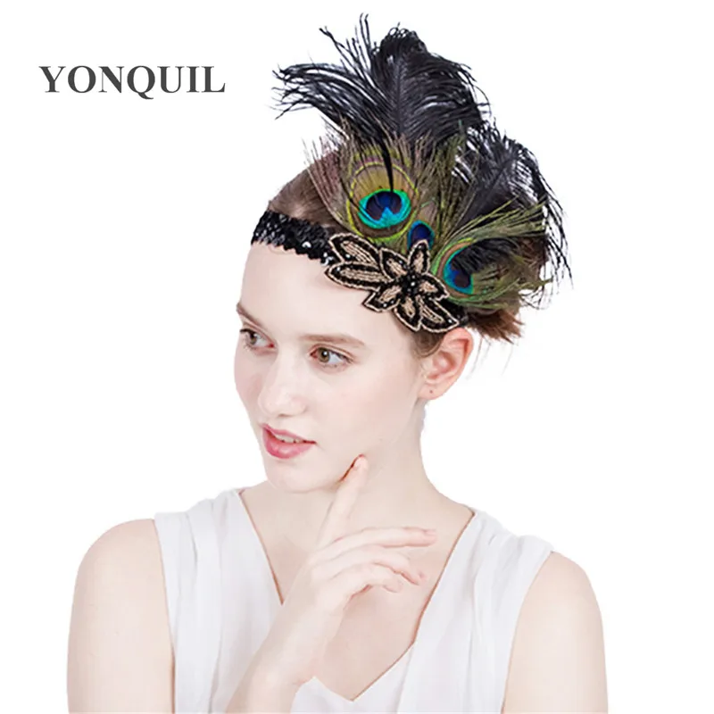 Head Feathers Headbands wedding shiny headband for Women Girl Fashion