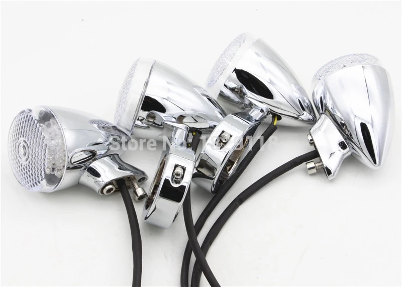 

Chrome/Black Motorcycle LED Turn Signal Indicator Light +39/41mm Fork Clamp Bracket For Harley Sportster Dyna Softail Cafe Racer