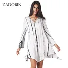 Save 9.33 on ZADORIN 2017 Casual Summer Dress Women Cotton V-Neck Full Sleeve Striped Loose Dress Plus Size Knee Length Robe Femme vfemage
