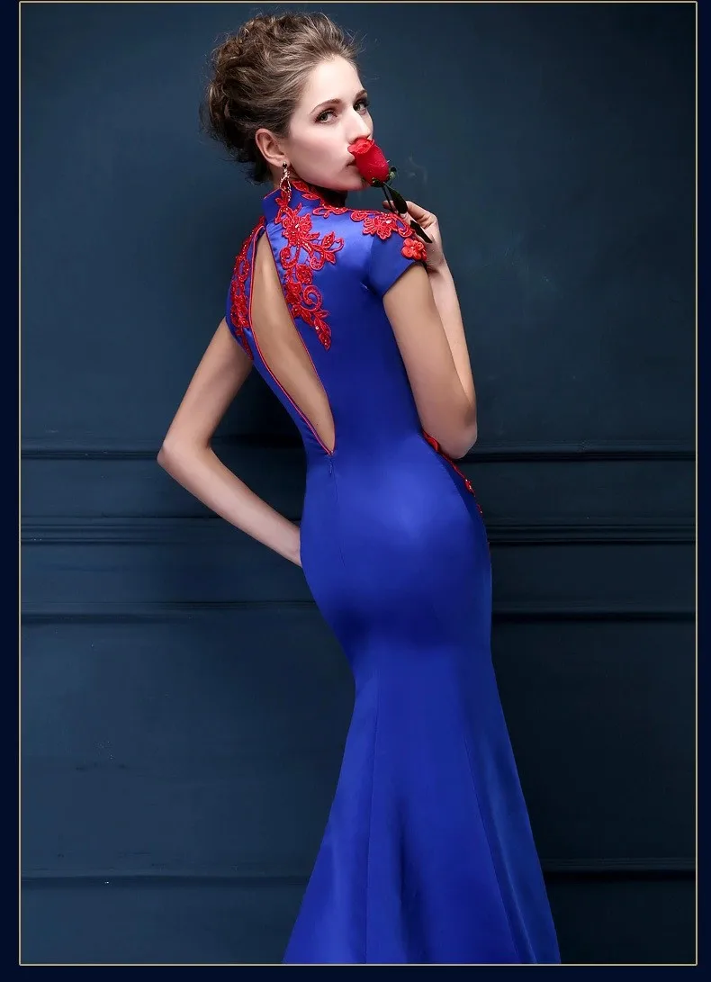Royal blue Mermaid oriental styled dress (23)