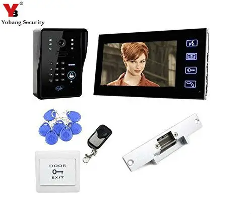 

YobangSecurity Touch Key 7"Inch RFID Password Keypad Video Door Phone Intercom System IR Camera With Electronic Lock,Exit Switch