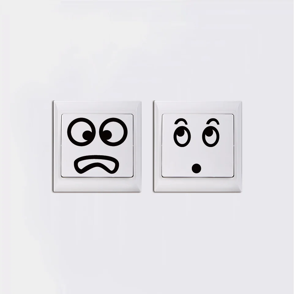 2 Pcs Lucu Ekspresi Wajah Cahaya Beralih Sticker Kreatif Kartun