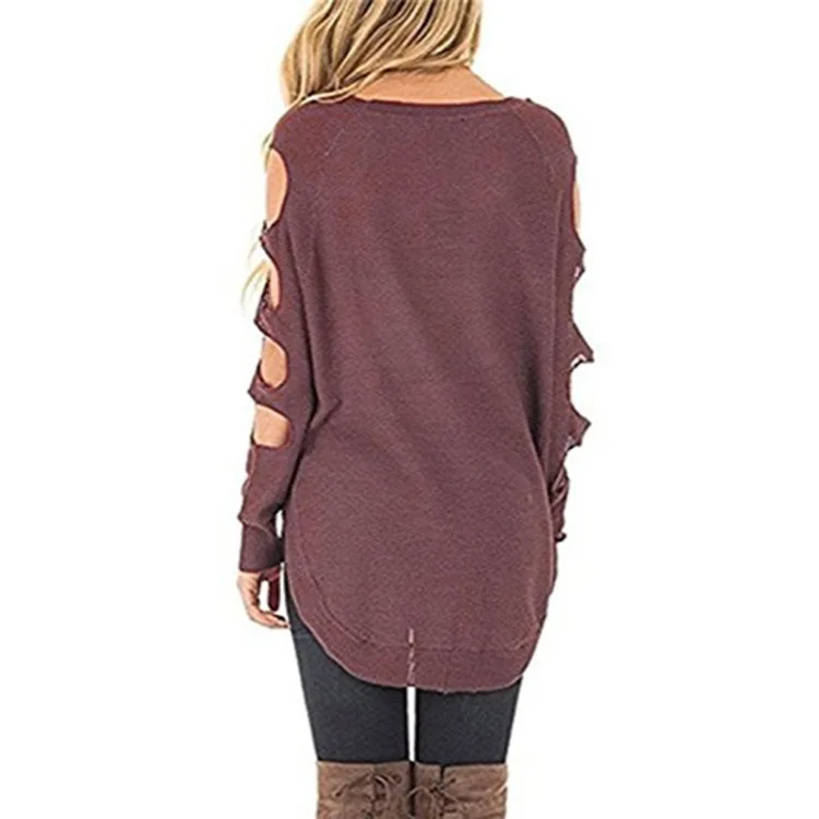 LOGAMI Hollow Out Sleeve Irregular Pullover And Sweater Women New Arrival Fashion Sweaters Female Sweaters