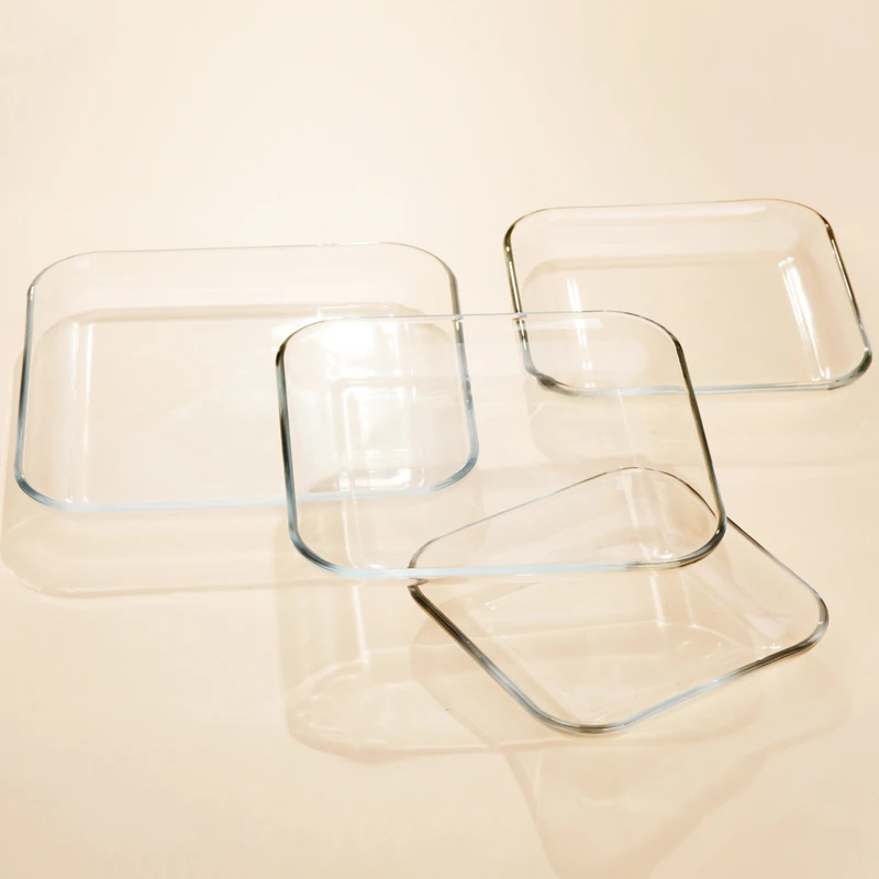 Wholesale square glass plate special transparent oven dish Western flat