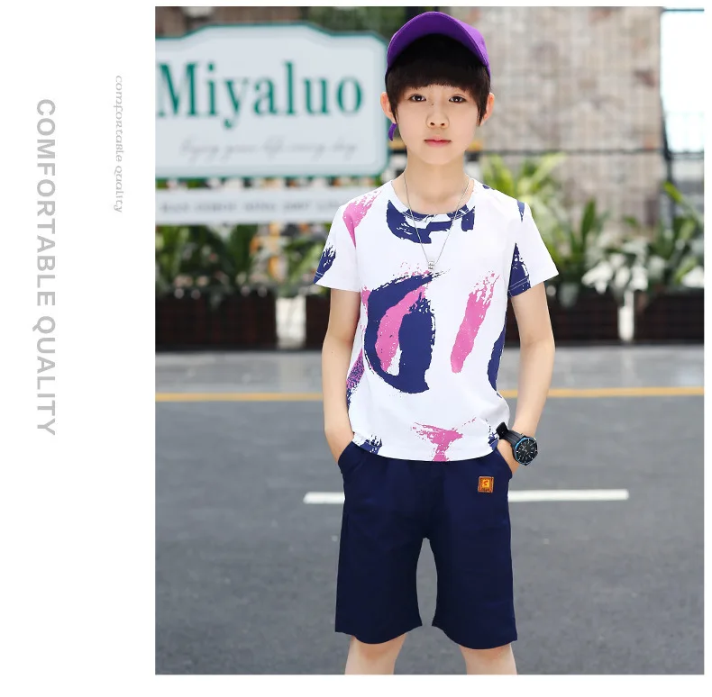 Летние комплекты одежды для мальчиков, Детские футболка с коротким рукавом и штаны, повседневная одежда, 4, 6, 7, 8, 10, 11, 12 лет, детская одежда