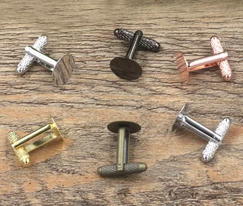 

Blank Cufflink Bases DIY Findings Flat Circle Glue Pad Whorl Cufflinks Cameo Cabochons Settings Men's Cuff Links Multi-color