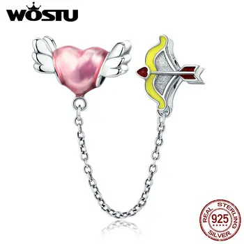 

WOSTU Romantic 925 Sterling Silver Cupid Arrow Love Heart Charm fit Bead Bracelet DIY Jewelry Lover Girlfriend Gift CQC628