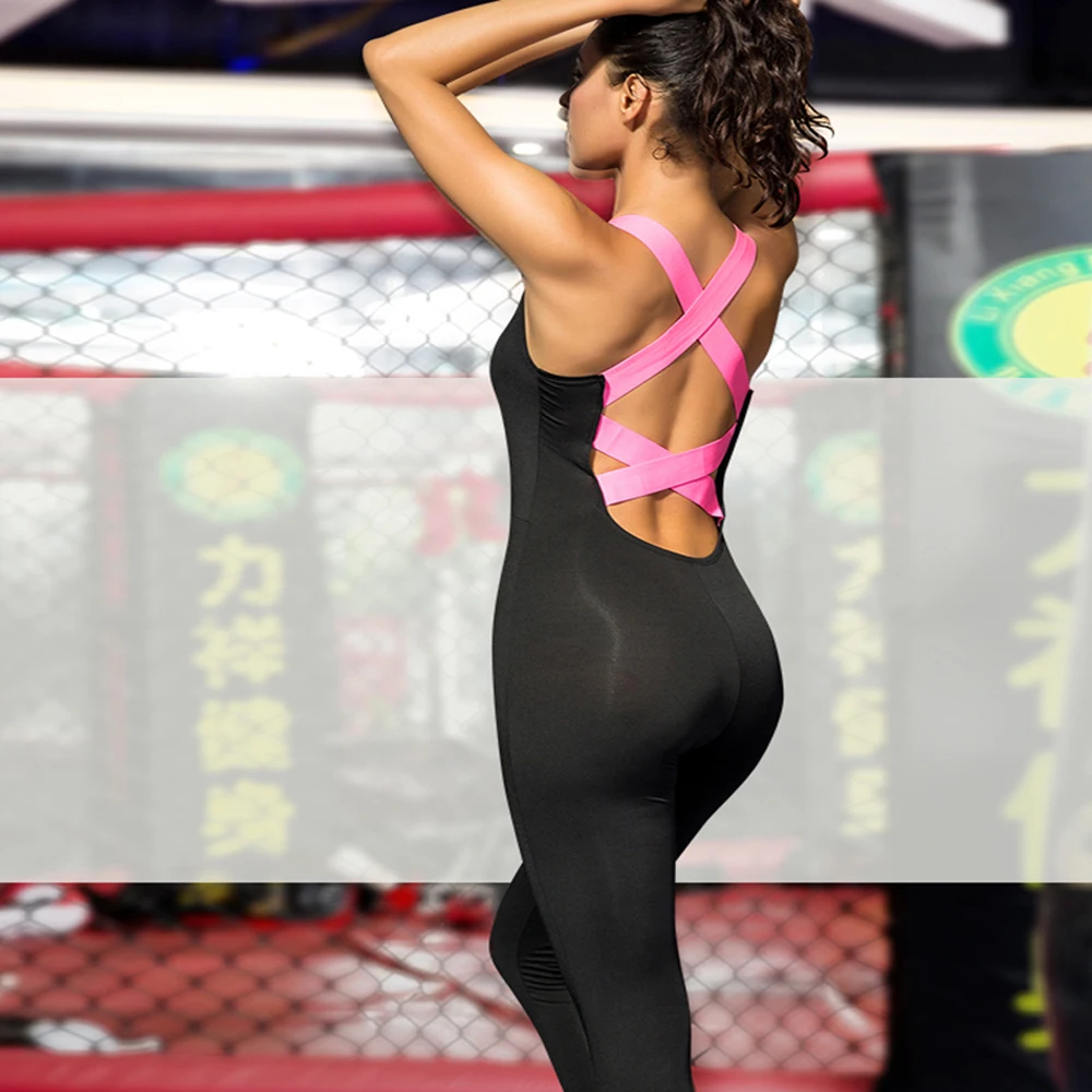 New Sports Jumpsuit Sport Suit Women Tracksuit Yoga Set Tight Bandage Backless Gym Running Set Sport Wear Women Fitness Clothing