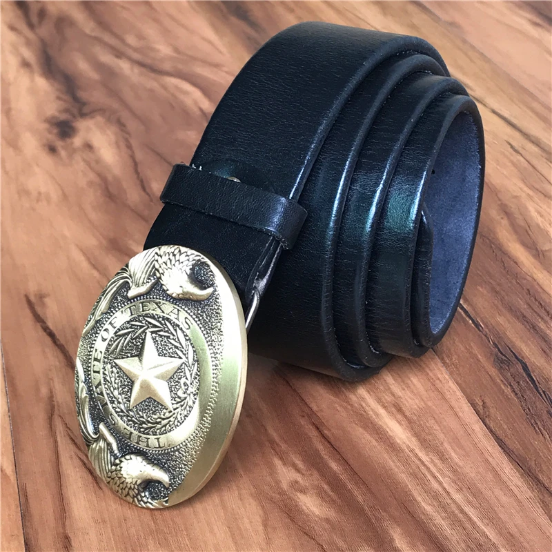 Pentagram Carved Brass Solid Casual Belt Buckle  (3)
