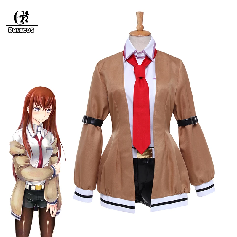 ROLECOS Штейнс ворота Zero Аниме Косплэй Kurisu Makise Косплэй костюм Для женщин Костюм полные комплекты (пальто + футболка + шорты)