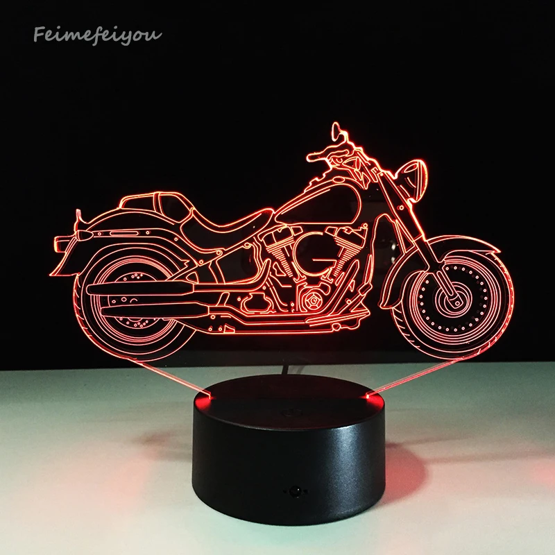 Free Shipping 1Piece 3D  Design  Motorcycle Shape Night 