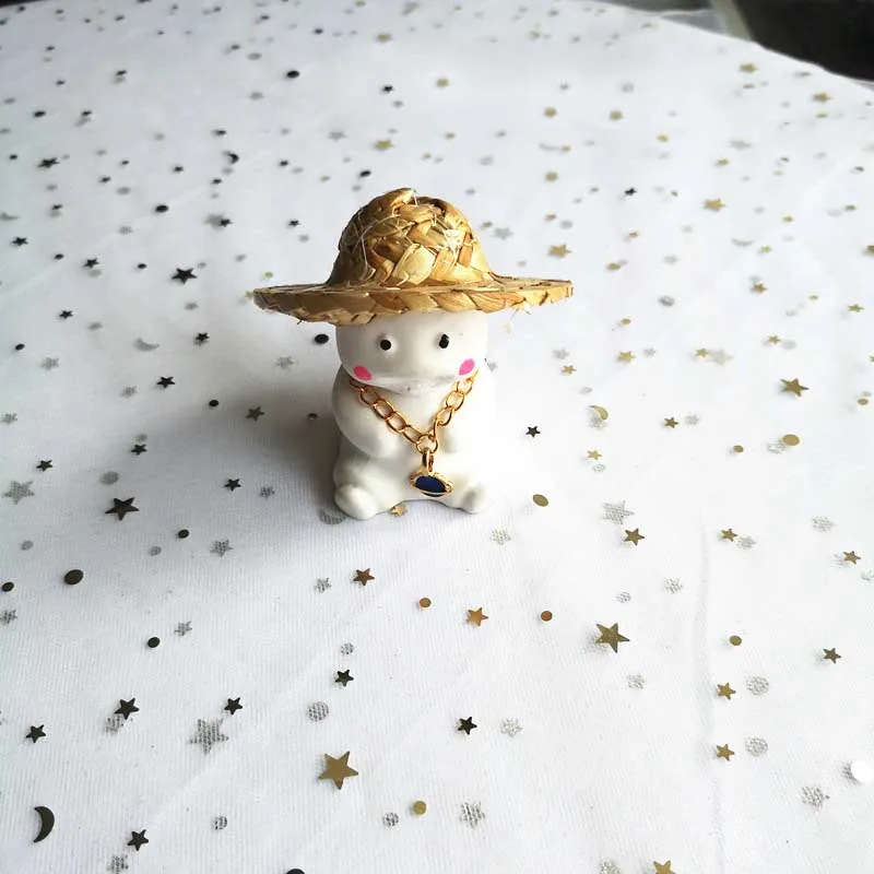 

Fat Baby Summer Cool Straw Hat Accessories DIY Fat Man Mini Straw Hat Aromatherapy Gypsum Accessories 3 pcs/lot