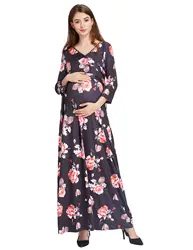 Kate Kasin/женское платье для беременных с поясом и рюшами, с цветочным принтом, с искусственным поясом, с завязками на боку, платье для кормящих