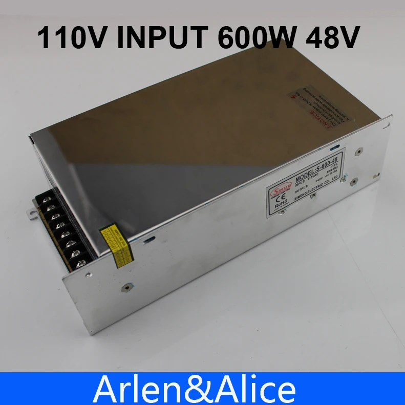 

600W 48V 12.5A 110V input Single Output Switching power supply for LED Strip light AC to DC