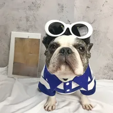 Летняя Хлопковая полосатая рубашка для щенка; рубашка с короткими рукавами для домашних животных; Одежда для собак