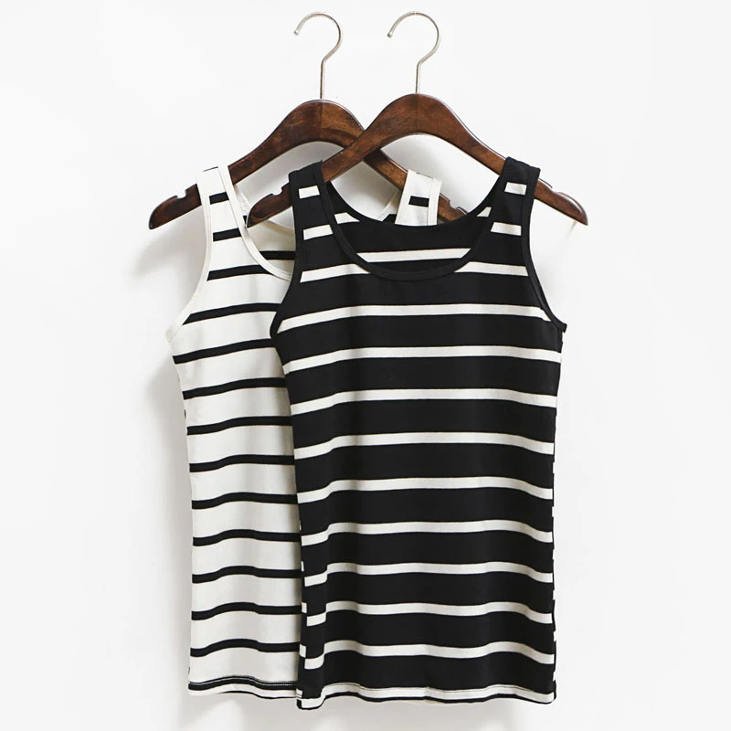 Summer Women Striped Tank Top Ladies Casual Vest Knitted Tank Top Ladies  Black And White Striped Sleeveless Vest - Tanks u0026 Camis - AliExpress