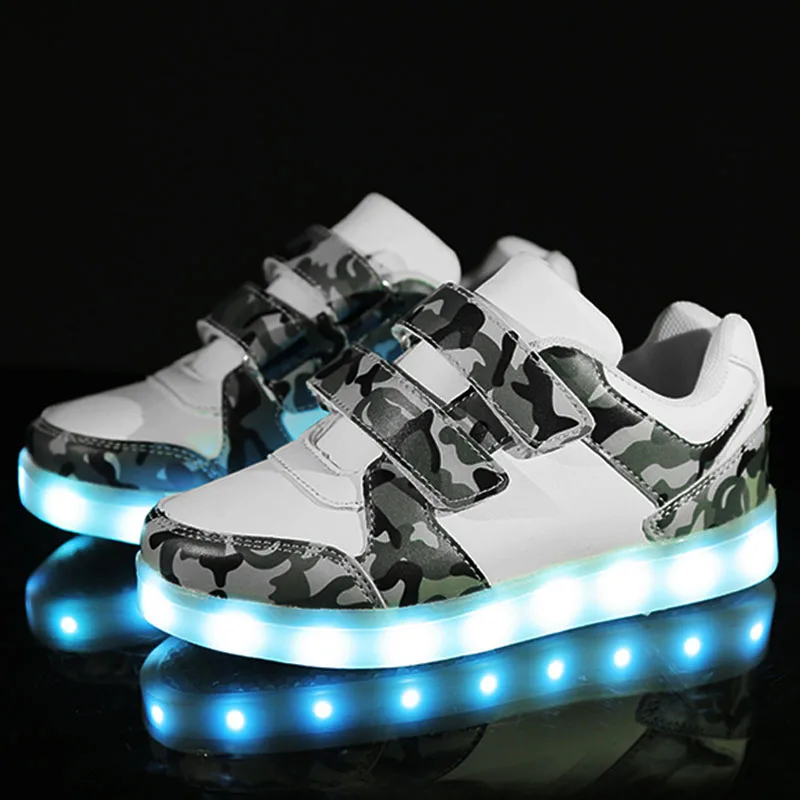 

Size 25-37 Children LED Shoes for Boys Girls USB Charger Schoenen Kids Chaussure Enfant Luminous Glowing Sneaker with Light Sole