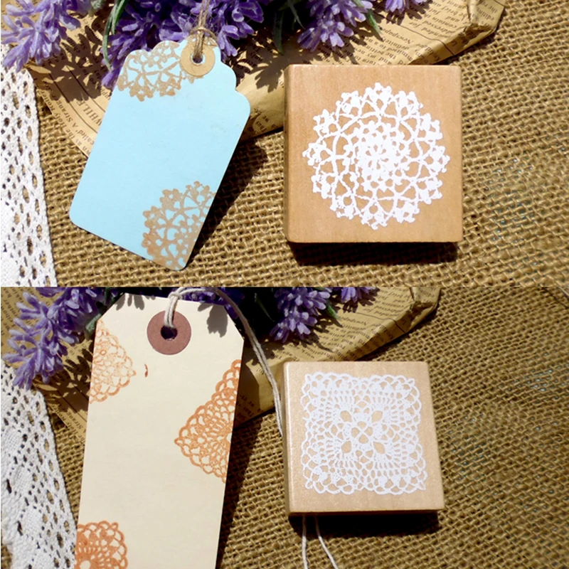 

5X5cm New Romantic Lace flower wooden stamp / DIY gift stamp work / square large lace doily wood stamps