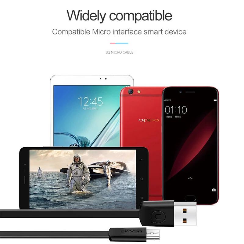 USAMS Micro USB кабель 2A Быстрая зарядка для передачи данных Samsung Xiaomi LG Tablet Android Microusb
