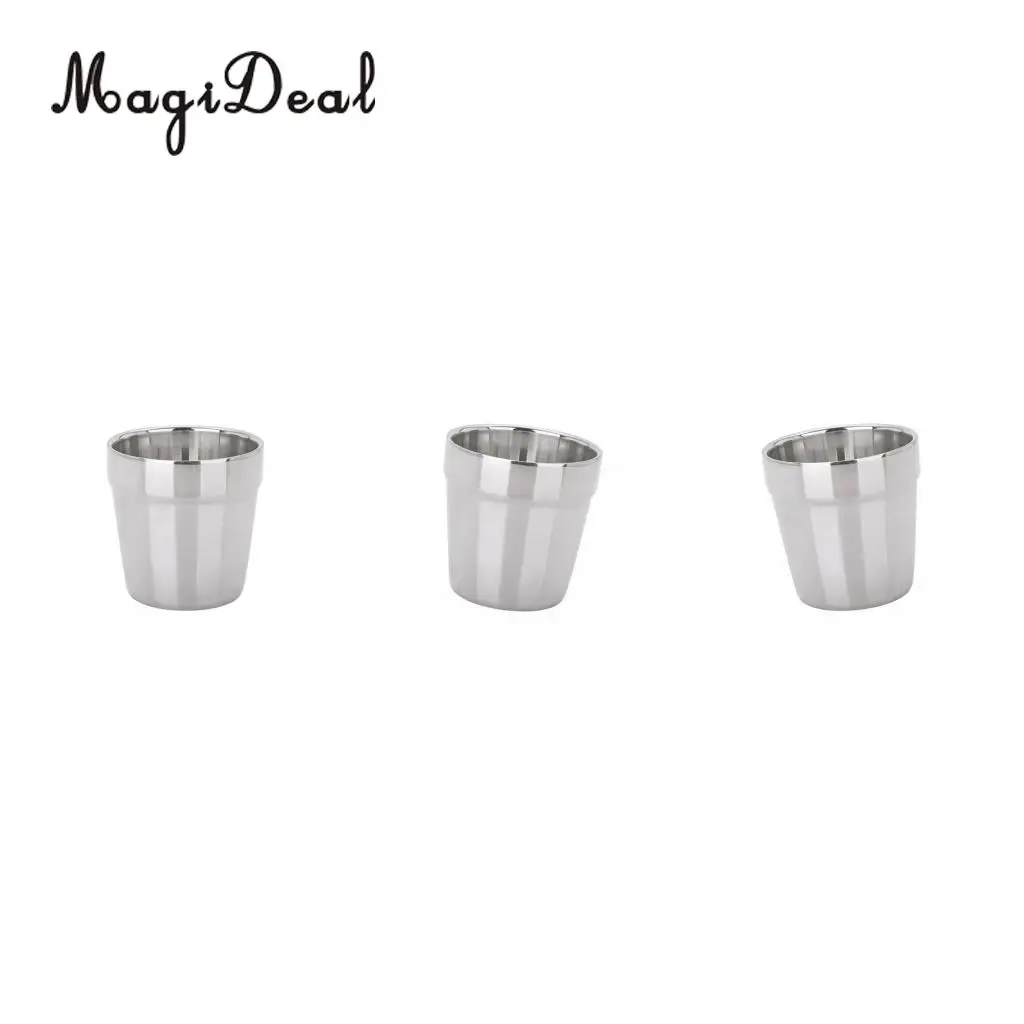 3x 180ml Modern Stainless Steel Cups Pint Cup Coffee Beer Mug Kids Tumbler