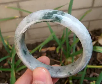 

Certified Natural Untreated Floral Blue Grey Jadeite Jade Bangle 54.9MMGrade A