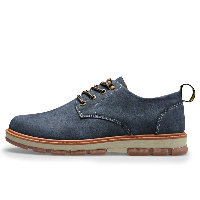 Yomior/Мужская обувь в английском стиле; сезон осень-зима; Теплые повседневные мужские туфли-оксфорды из коровьей замши; мужская обувь на платформе; формальная креповая обувь - Цвет: Синий