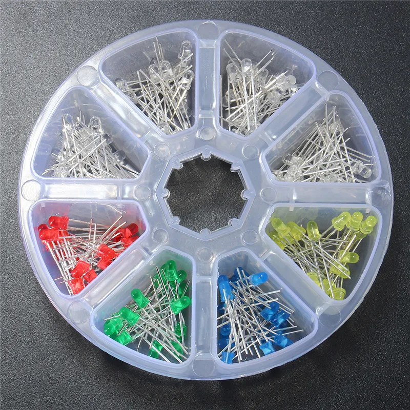 

160Pcs/lot 3mm LED Diode Light Assorted Kit DIY LEDs Set 20mA LED Light Yellow Red Blue Green Assortment Diodes