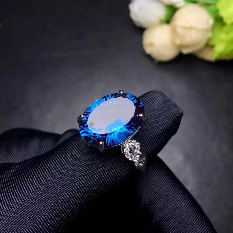 Кольцо с натуральным топазом, 10 карат драгоценный камень, хороший огонь, красивый цвет, изысканный стиль, 925 серебро