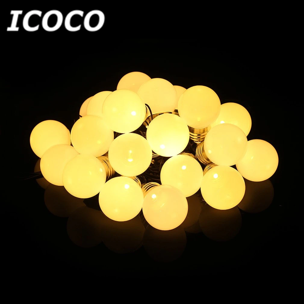 

ICOCO 6m 19.69ft 20 LED Bulb Romantic String light with Hook Warm White Lighting for Wedding Festival Party Decor for EU Plug
