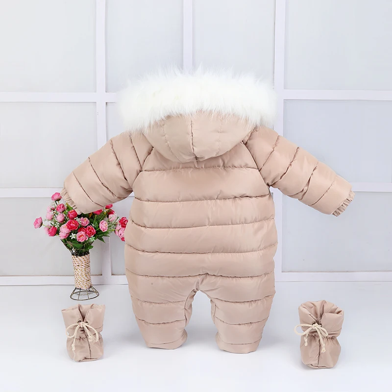 Утепленные зимние комбинезоны для малышей; теплая верхняя одежда для малышей; детские куртки с капюшоном; перчатки и ножки; утепленная одежда на молнии для малышей; полный комплект