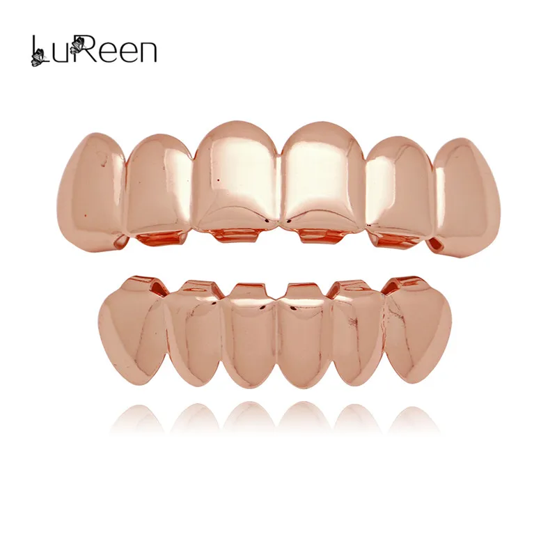 Lureen в стиле хип-хоп золотые зубы Grillz верхние и нижние зубы грили зубные вампиры зубы колпачки рот Хэллоуин вечерние украшения для тела