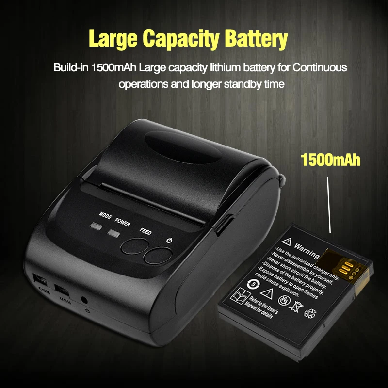 ZJ 5802 Portable Mini Bluetooth USB POS phone Printer 58mm Wireless Thermal Receipt photo printer pos billing machine