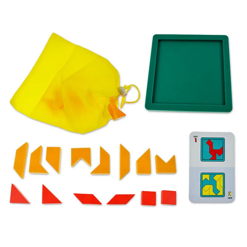 Головоломка IQ Tangram игрушки Монтессори с картой для вызова Детский пазл игра